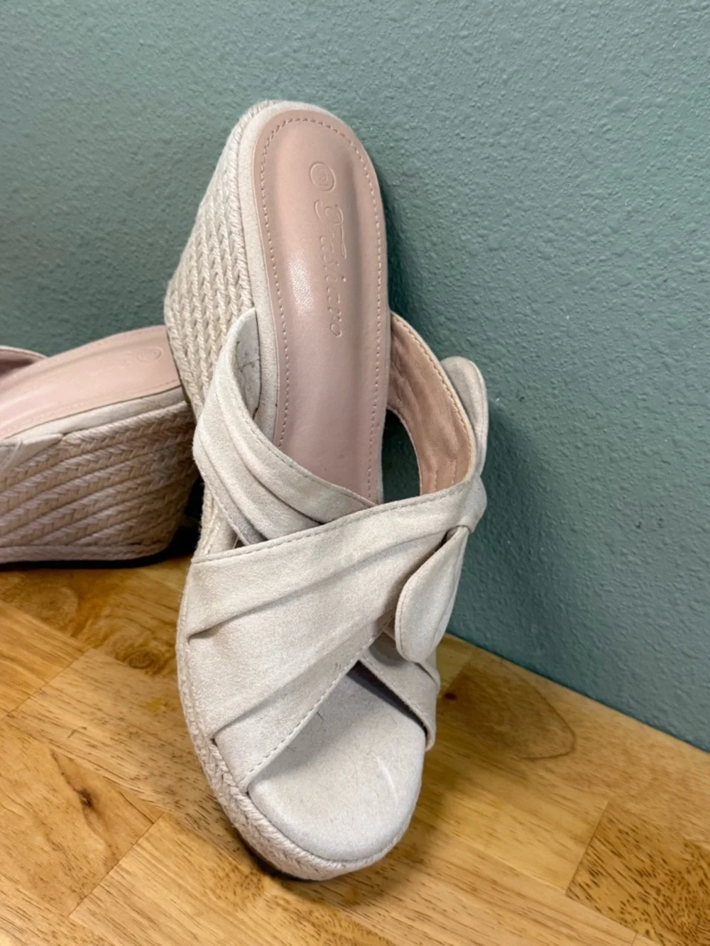 Women’s Cream Wedge Slide Sandals - Knotted Espadrille Design